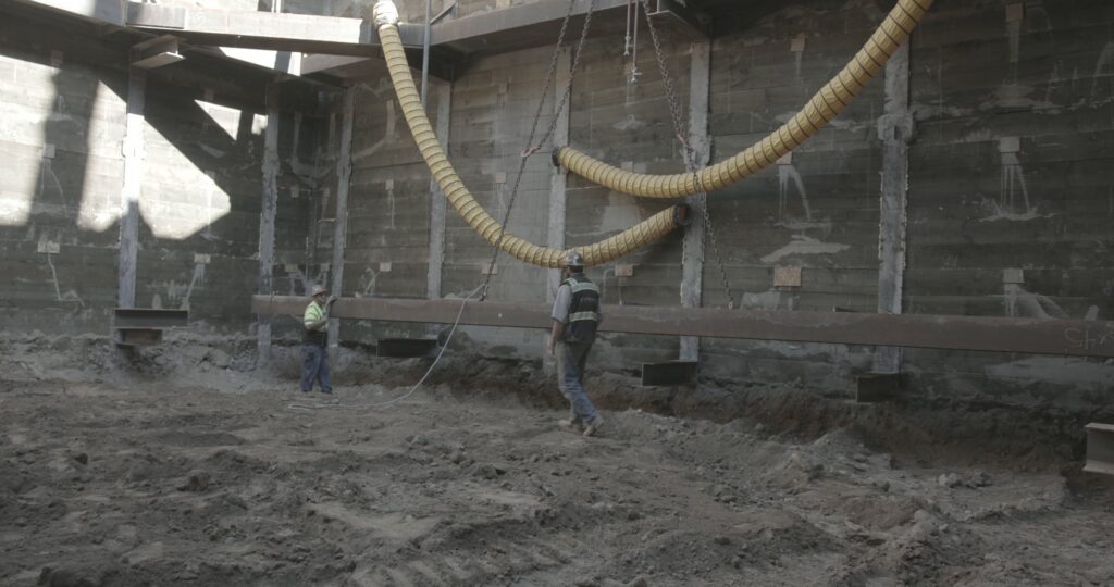 Interior view of the Aalo-X temporary excavation bracing system