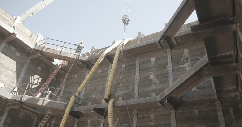 Completed interior view of the Aalo-X temporary shoring system