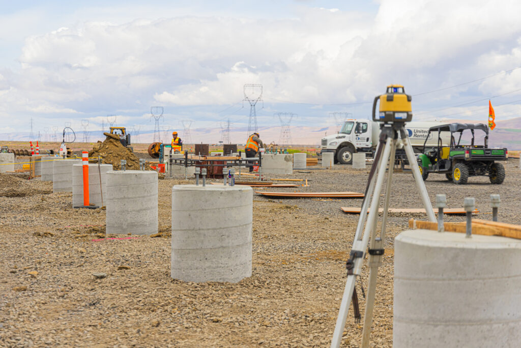 Survey verification among completed drilled shafts at Tower Solar.