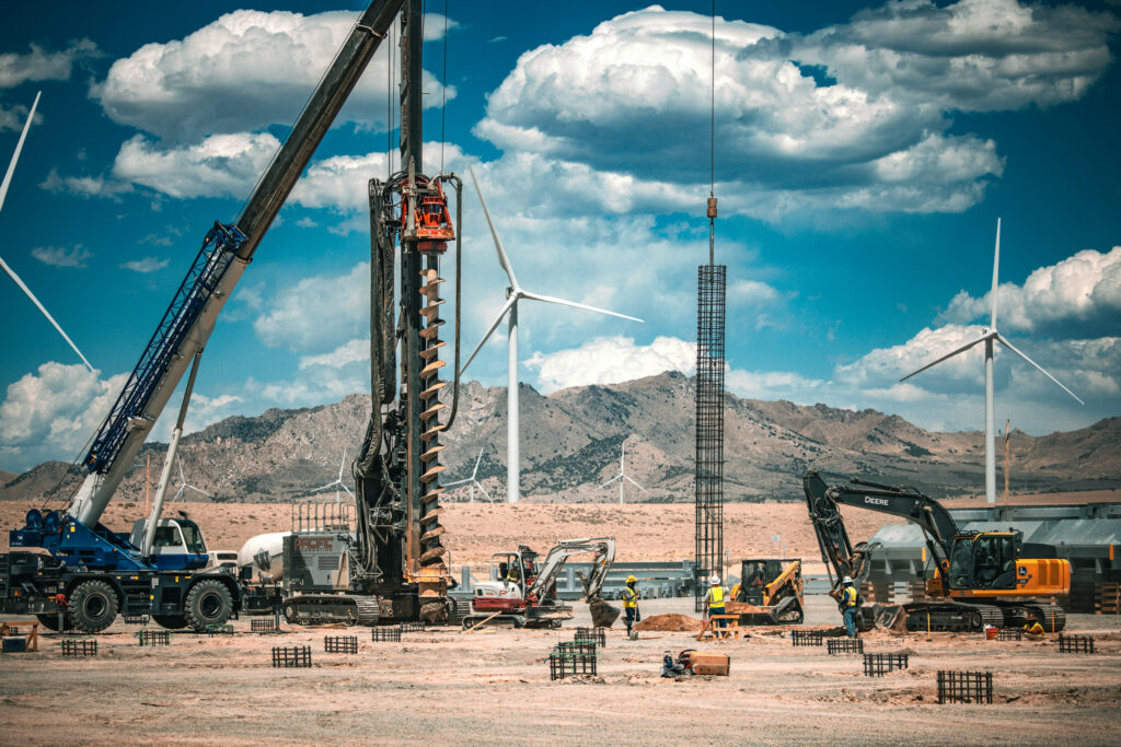 Auger cast drilling and reinforcement cage placement at Cape Station Phase II.