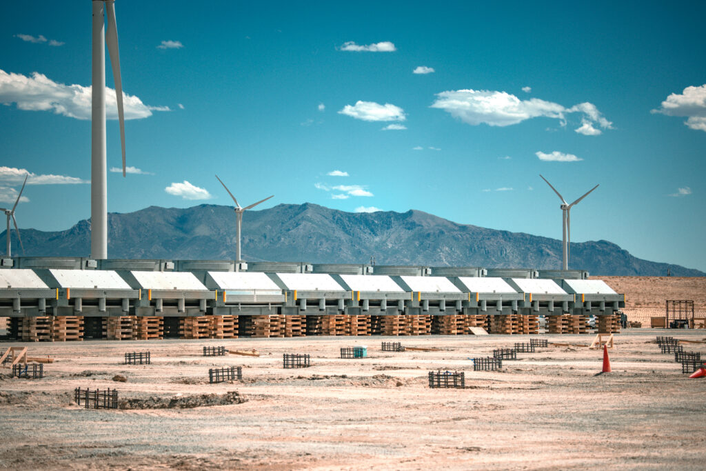 Reinforcement cages arranged across the Cape Station Phase II plant foundation layout.